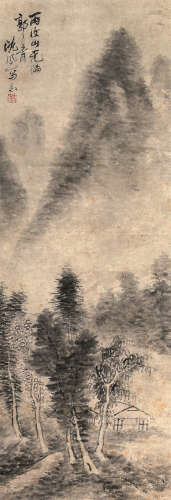 沈凤（1685～1755） 溪山雨意图 立轴 水墨纸本