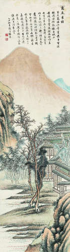 杨采（清·同光） 乙丑(1865年)作 万卷书楼图 立轴 设色纸本