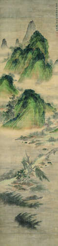 董邦达（1696～1769） 渔村野渡图 立轴 设色绢本
