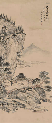 汪昉（1799～1877） 江亭论古图 立轴 设色纸本
