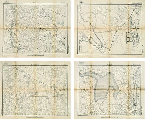 河北地区民国陆军军事地图十九张 镜心 纸本