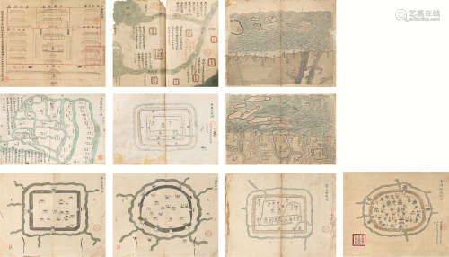 上海县城图十种 镜心 纸本