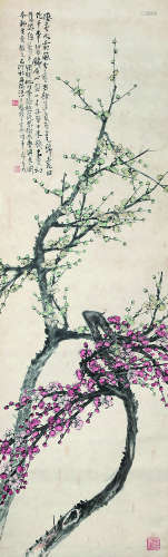 汪吉麟（1871～1960） 1939年作 冰霜冷艳图 镜心 设色纸本