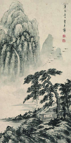 黄君璧（1898～1991） 1970年作 丹崖松阴图 镜心 水墨纸本