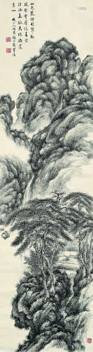 出野龟登（1887～?） 松山晚翠图 立轴 水墨纸本