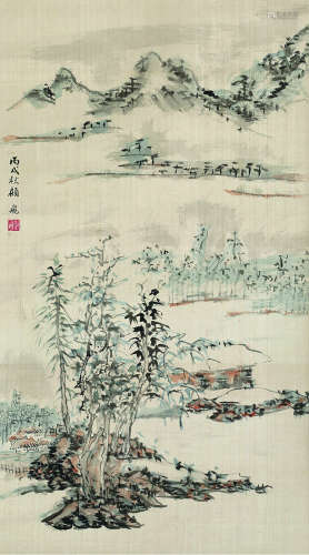 顾飞（1907～2008） 1946年作 平野草庐图 镜心 设色绢本