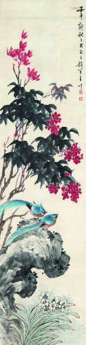 王韵笙（1900～1976） 1942年作 秋声图 立轴 设色纸本