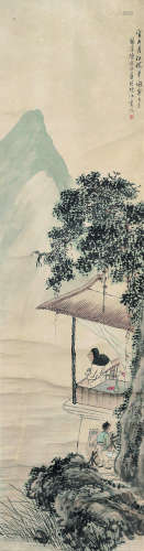陈康侯（1866～1937） 寒江草阁图 立轴 设色纸本