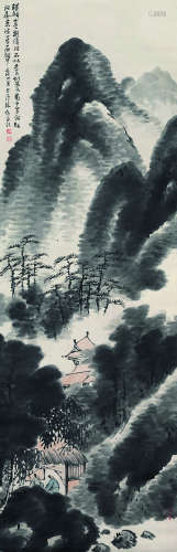 林纾（1852～1924） 1922年作 溪山雨意图 立轴 设色纸本