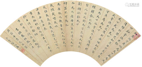 张之万（1811～1897） 楷书节临《换鹅帖》 扇面镜心 水墨纸本