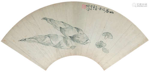 孙雪泥（1889～1965） 1935年作 山厨风味图 扇面镜心 水墨纸本