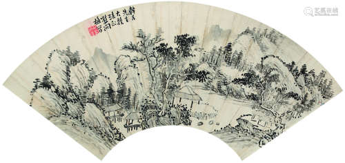 熊炳琦（1884～1959） 山水清音图 扇面镜心 水墨纸本