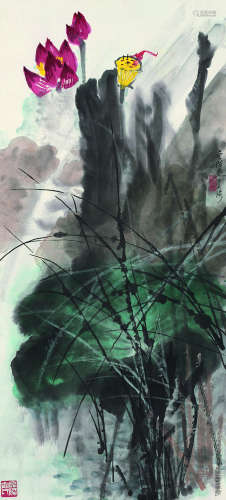 俞云阶（1917～1992） 夏荷图 立轴 设色纸本