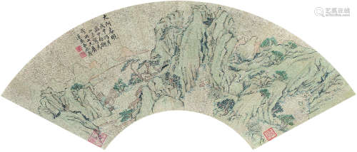 潘恭寿（1741～1794） 1788年作 太阿春晚图 扇面镜心 设色洒金纸本