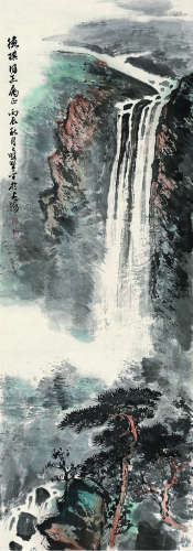 应野平（1910～1990） 1976年作 松崖飞瀑图 镜心 设色纸本