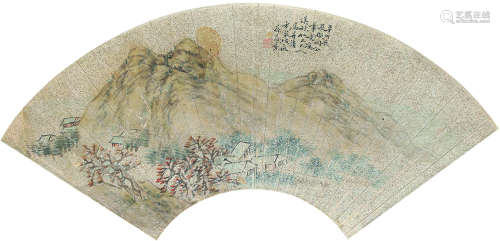 郭葆荪（1873～1923） 1891年作 东山结庐图 扇面镜心 设色纸本