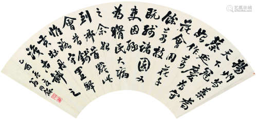 翁同龢（1830～1904） 1885年作 行书节录《东坡志林》 扇面镜心 水墨纸本