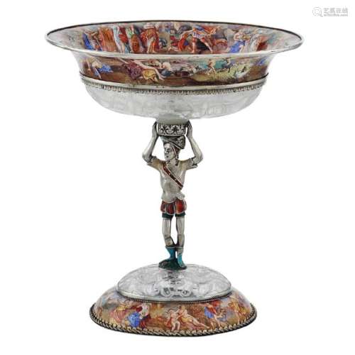 Silver, enamel and crystal stand Vienna, late 19th
