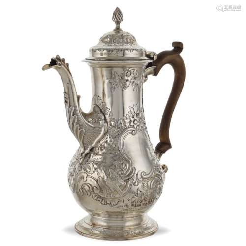Silver coffeepot London, George III age, 1773 peso 914
