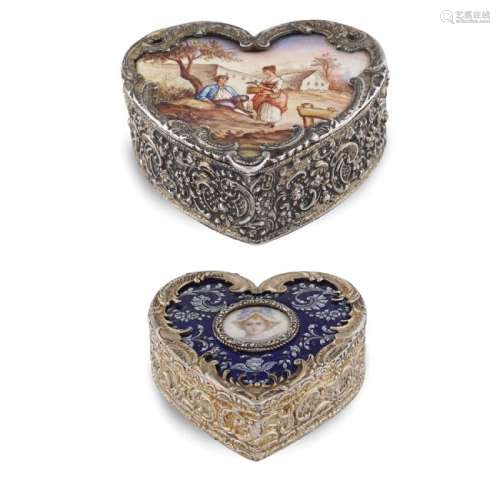 Two silver and polychrome enamel boxes Austria, 19th -