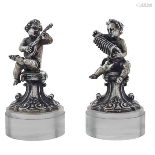 Pair of small silver sculptures Italy, 20th century