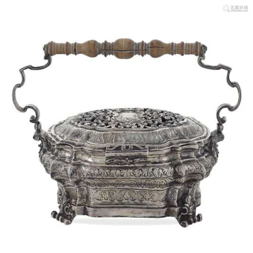 Antique silver warmer Naples, 1735 peso 612 gr.