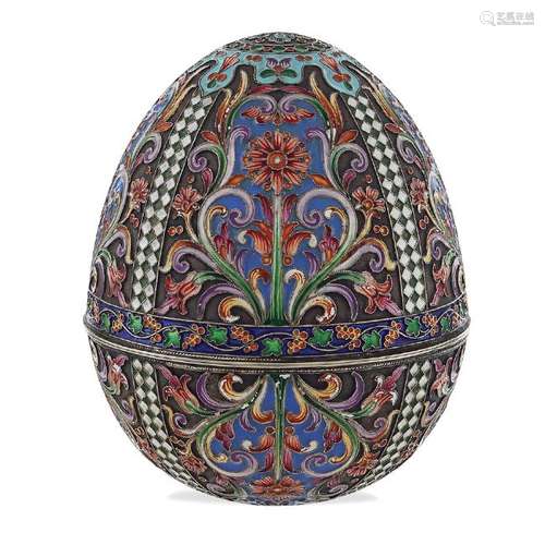 Vermeil silver and cloisonne' enamel egg Moscow, 1899 -