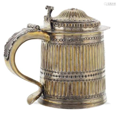 Vermeil silver tankard London, late 17th century peso