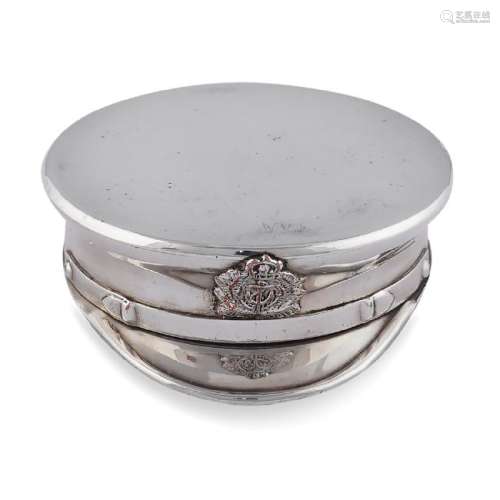 Silver plated metal compact powder 20th century 2,5x7