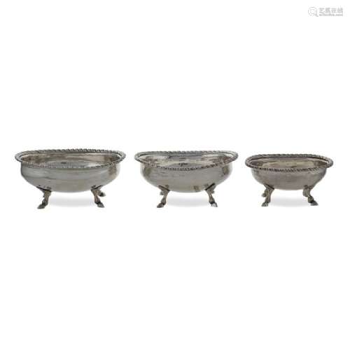 Set of three silver sugar bowls Italy, 19th century