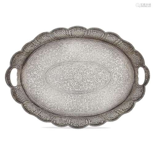 Oval silver tray Oriental manifacture, 19th century