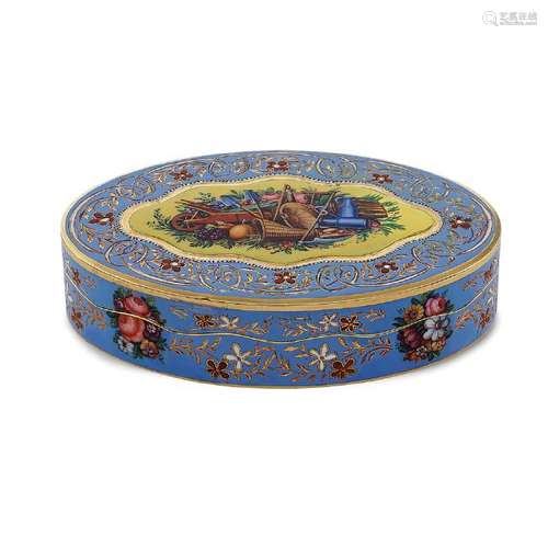 Gold and enamel snuff box bolli d'importazione France,