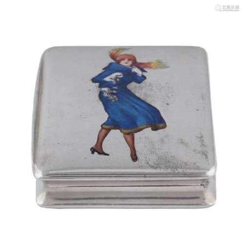 Silver and polychrome enamel snuff box early 20th