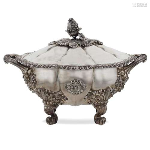 Large two handled silver soup tureen Paris, 1819 - 1839