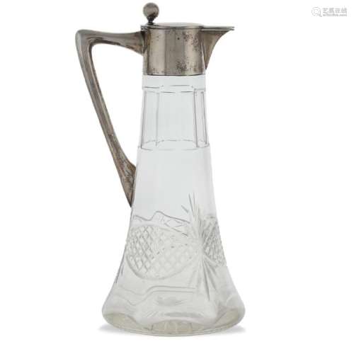 Crystal and silver jug Germany, Liberty period h. 26,5
