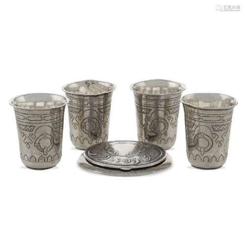 Group of five objects Russia, late 19th century peso