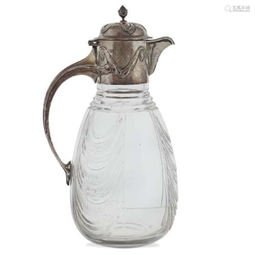Crystal and silver pitcher Sheffield, Liberty period,
