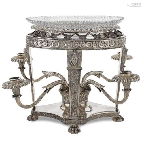 Important silver and crystal centerpiece Lonon, George