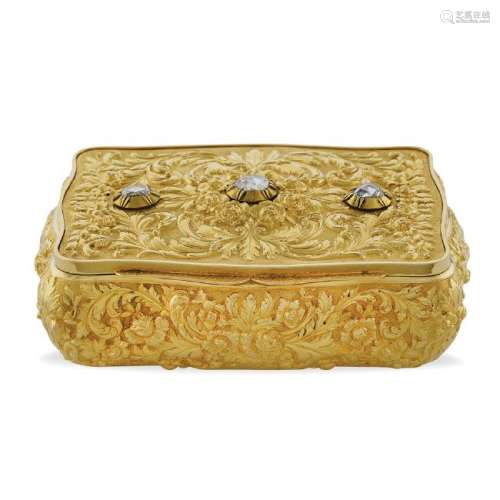 18kt gold rectangular box European manifacture, late