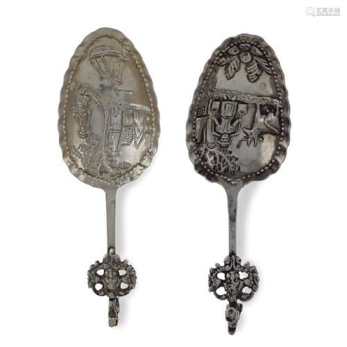 Pair of silver nuptial spoons Germany, 19th century