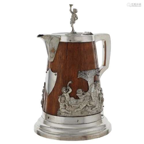 Wooden and silver plate tankard Birmingham, early 20th