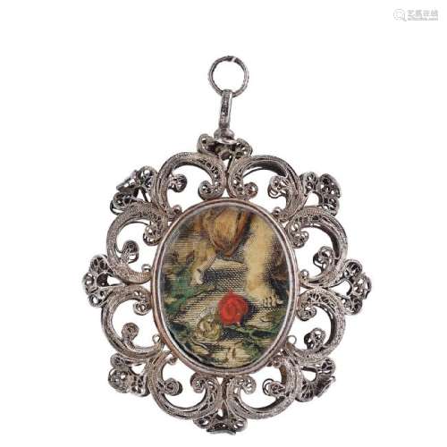 Silver and filigree reliquary pendant Italy, 19th