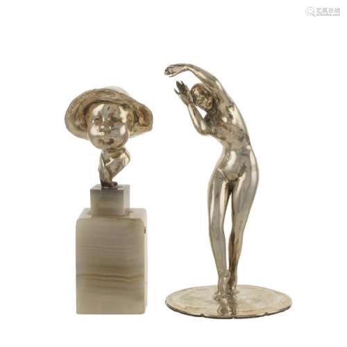 Two silver sculptures Italy, 20th century peso nudo