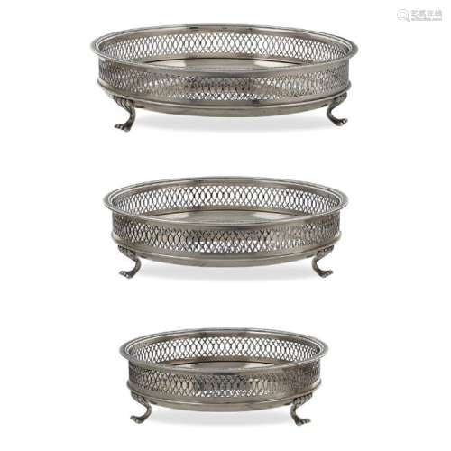 Set of three silver centerpieces Italy, 20th century