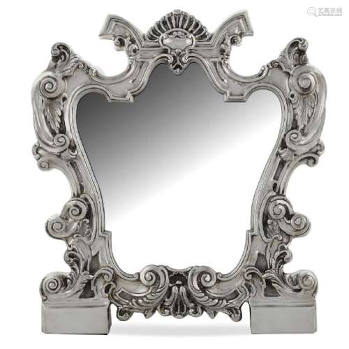 Silver and velvet table mirror Italy, 20th century