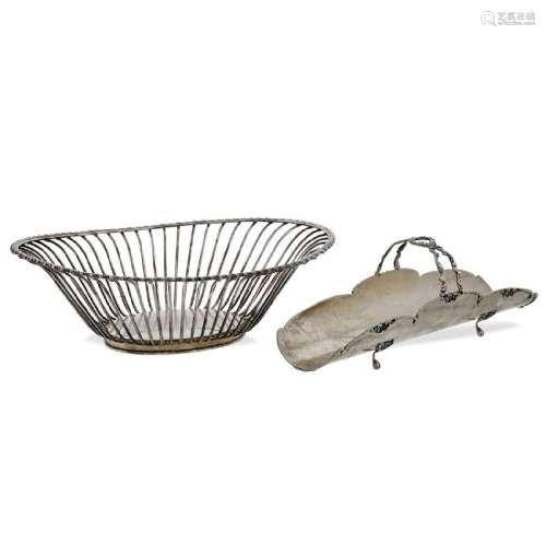Silver bread basket and breadsticks holder Italy, 20th