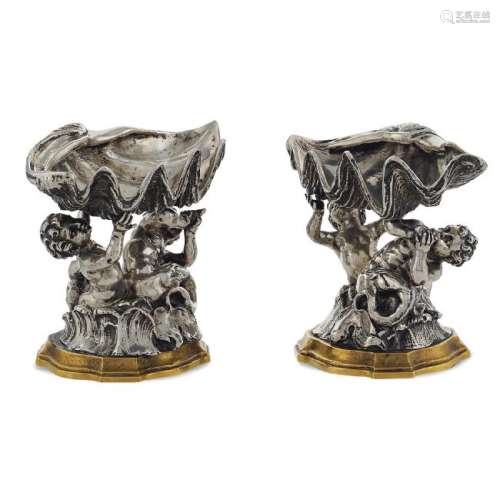 Luigi Avolio, attributed, pair of silver sculptures