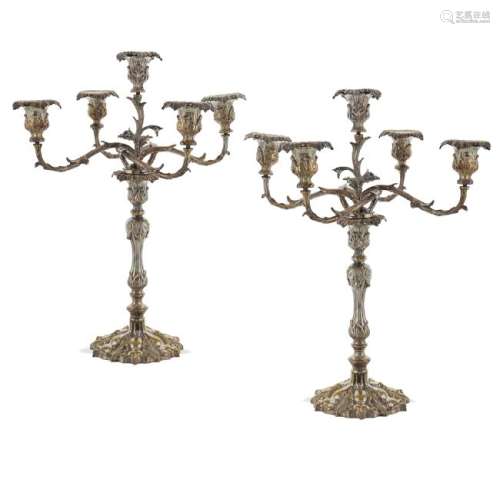 A pair of five lights chandeliers 20th century h. 53