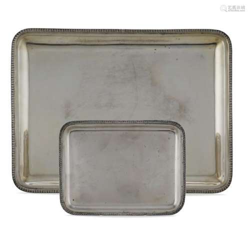 Two silver rectangular trays Italy, 20th century peso