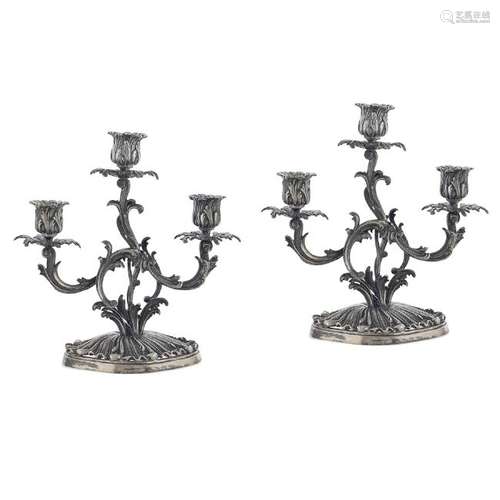 Pair of silver chandeliers Italy, 20th century peso